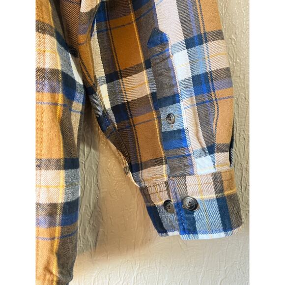 SCHMIDT Workwear Carpenter Men's Plaid Flannel Button Up Shirt Brown Cotton XL - Picture 4 of 11